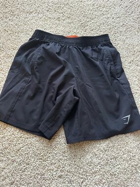 Gymshark Black Shorts with Orange Trim